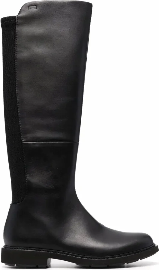 Knee-Length Panelled Leather Boots