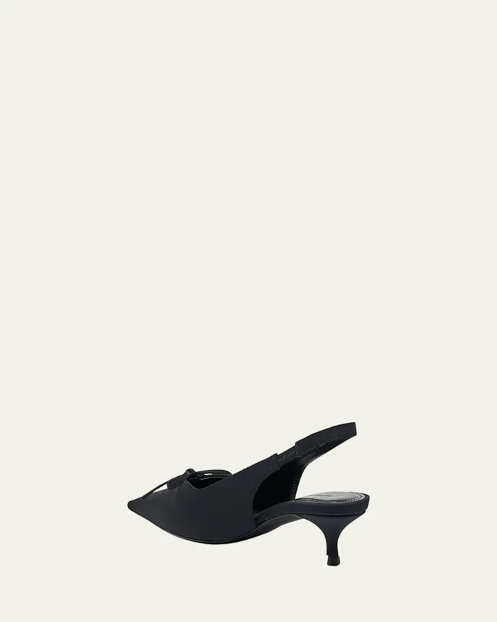 Knife Bow Kitten-Heel Slingback Pumps - Image 3