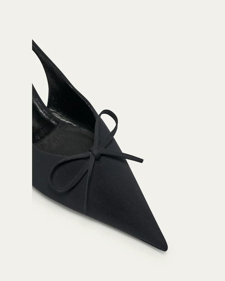 Knife Bow Kitten-Heel Slingback Pumps - Image 4