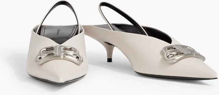 Knife embellished leather slingback pumps - Image 2