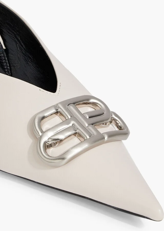 Knife embellished leather slingback pumps - Image 4