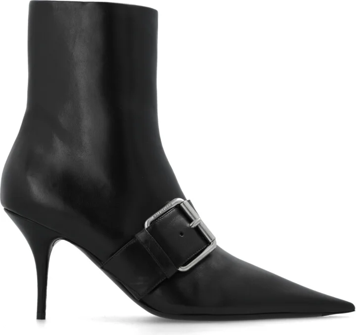 ‘Knife’ Heeled Ankle Boots, , - Black