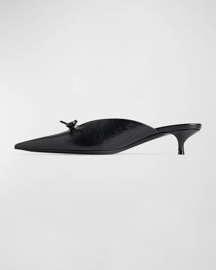 Knife Leather Bow Mule Pumps - Image 2
