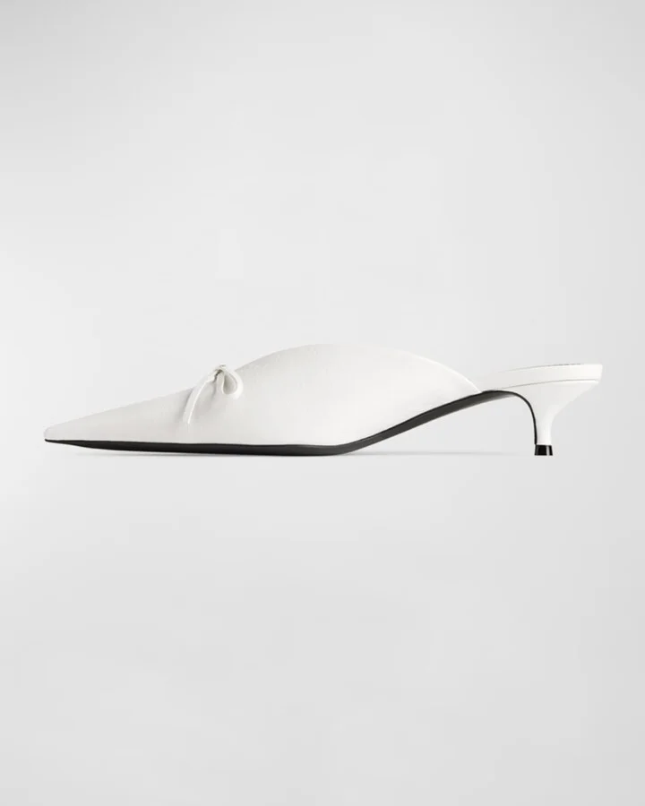 Knife Leather Bow Mule Pumps - Image 6