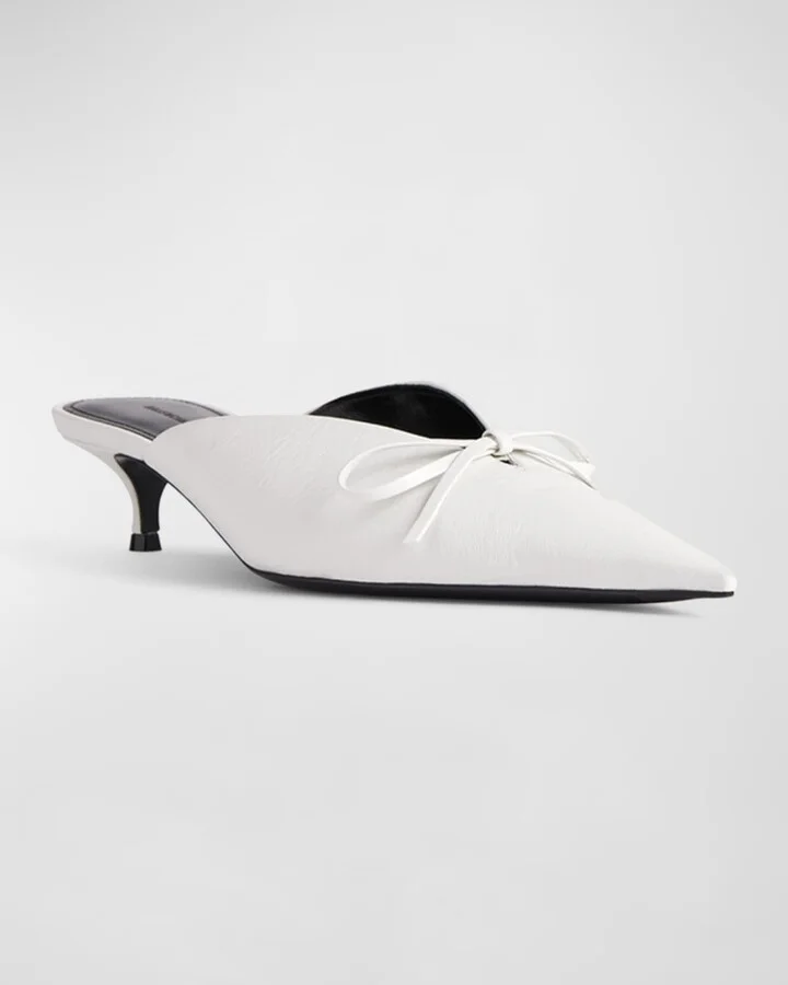 Knife Leather Bow Mule Pumps - Image 7