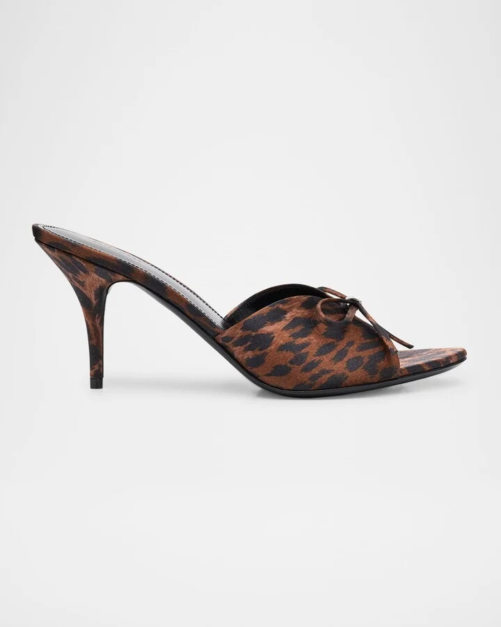 Knife Leopard Bow Stiletto Sandals