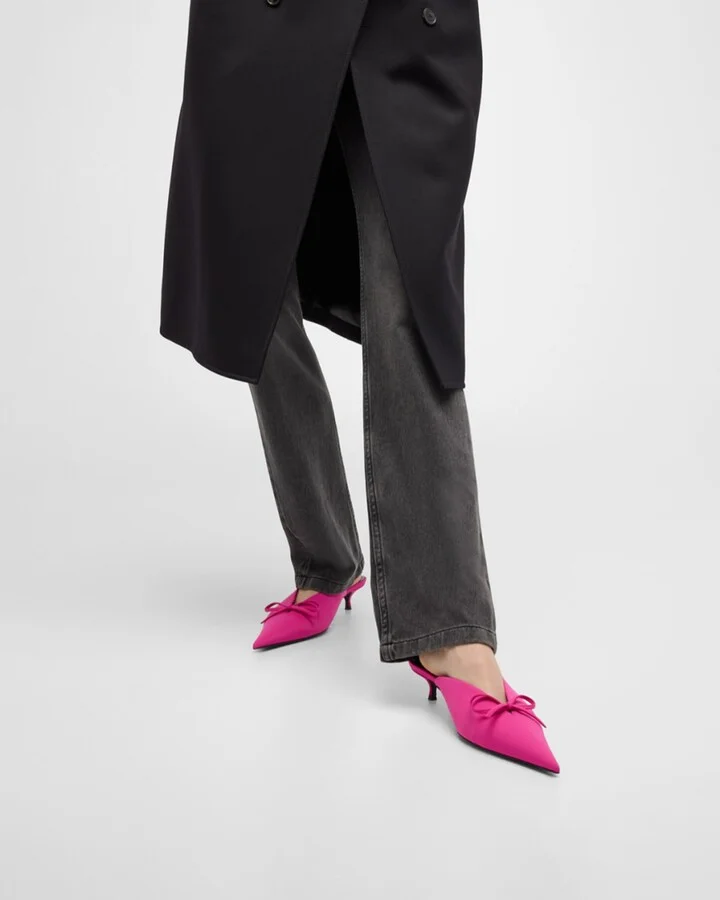 Knife Spandex Bow Mule Pumps - Image 6