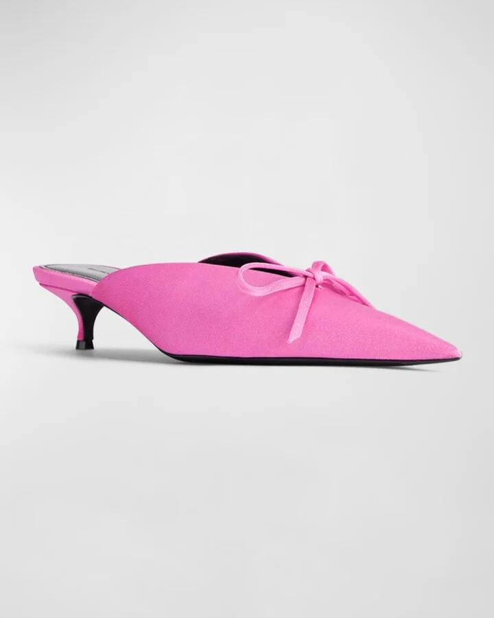 Knife Spandex Bow Mule Pumps - Image 7