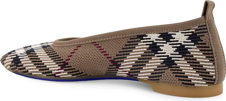 Knit Baby Nylon Blend Ballerinas With Knitted Traditional Check - Image 3