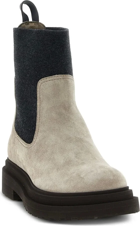 Knit-Insert Suede Boots - Image 2