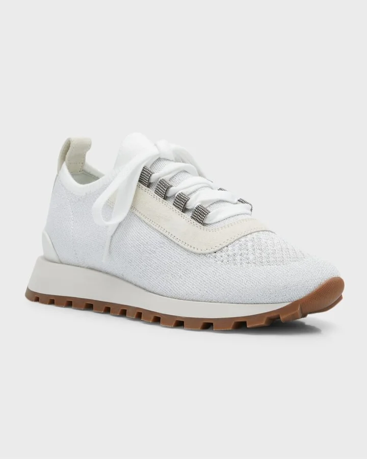 Knit Suede Trainer Sneakers - Image 4