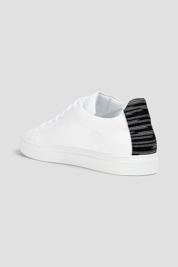 Knit-trimmed leather sneakers - Image 3