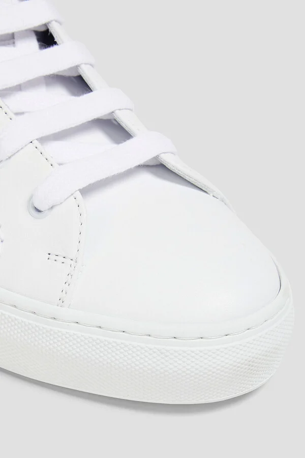 Knit-trimmed leather sneakers - Image 4