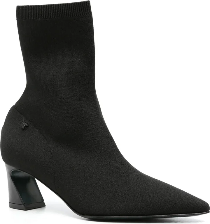 Knitted 60mm Leather Ankle Boots - Image 2