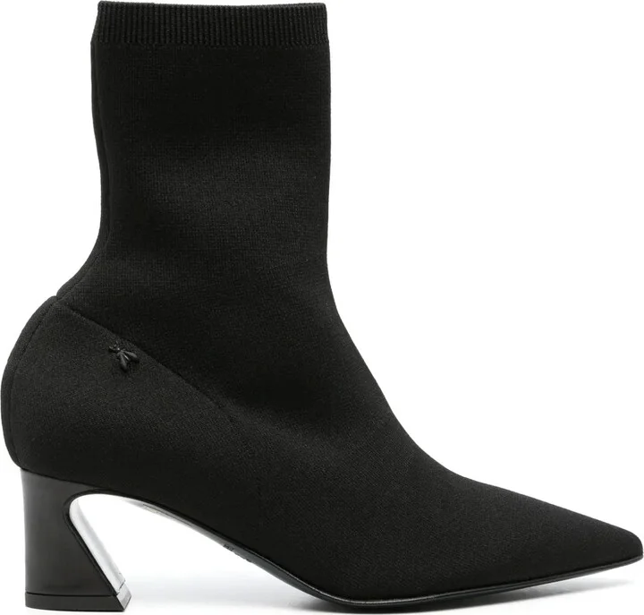 Knitted 60mm Leather Ankle Boots