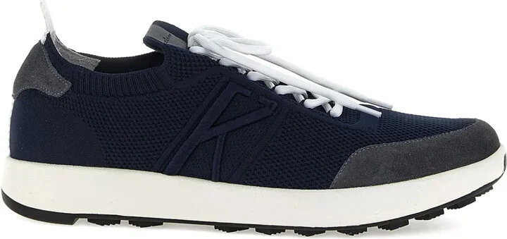 Knitted Panel Lace-Up Sneakers
