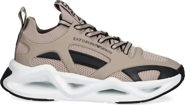 Knitted-Panelled Sneakers