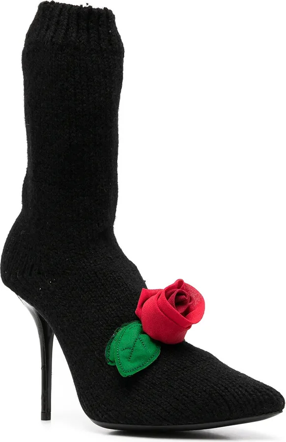 Knitted Style Rose Calf Boots - Image 2