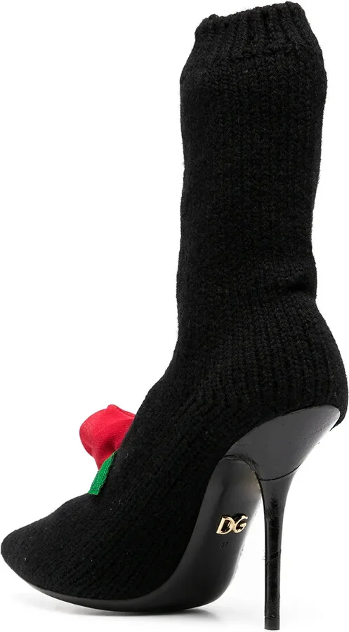 Knitted Style Rose Calf Boots - Image 3