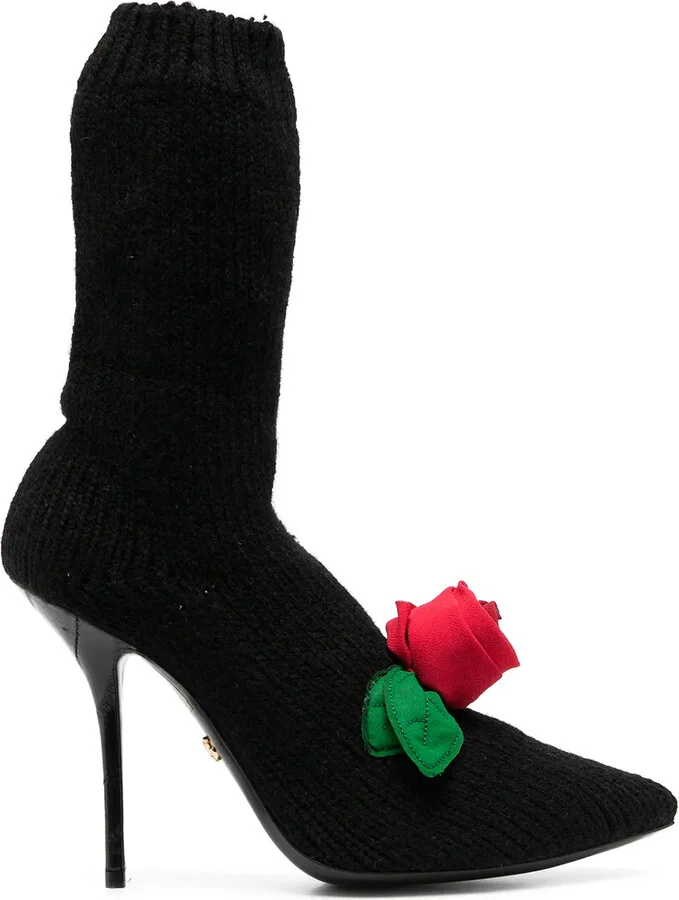 Knitted Style Rose Calf Boots