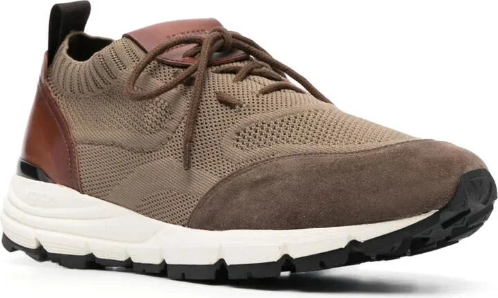 Knitted-Upper Leather Sneakers - Image 2