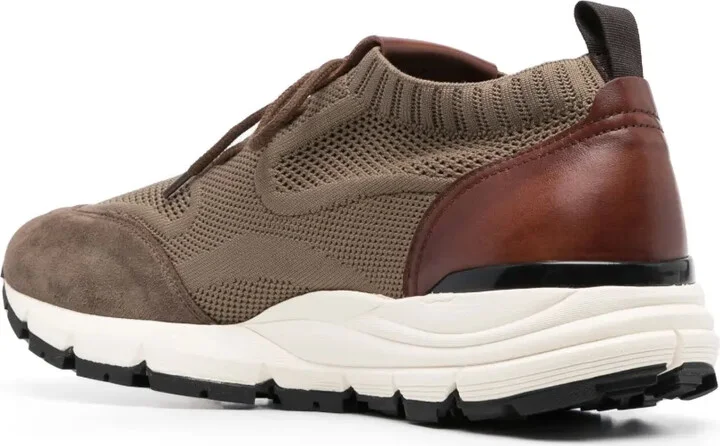 Knitted-Upper Leather Sneakers - Image 3