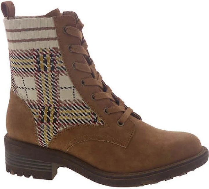Knockout Womens Zipper Knit Combat & Lace-up Boots
