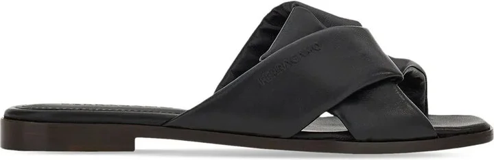 Knot-Detail Leather Slides