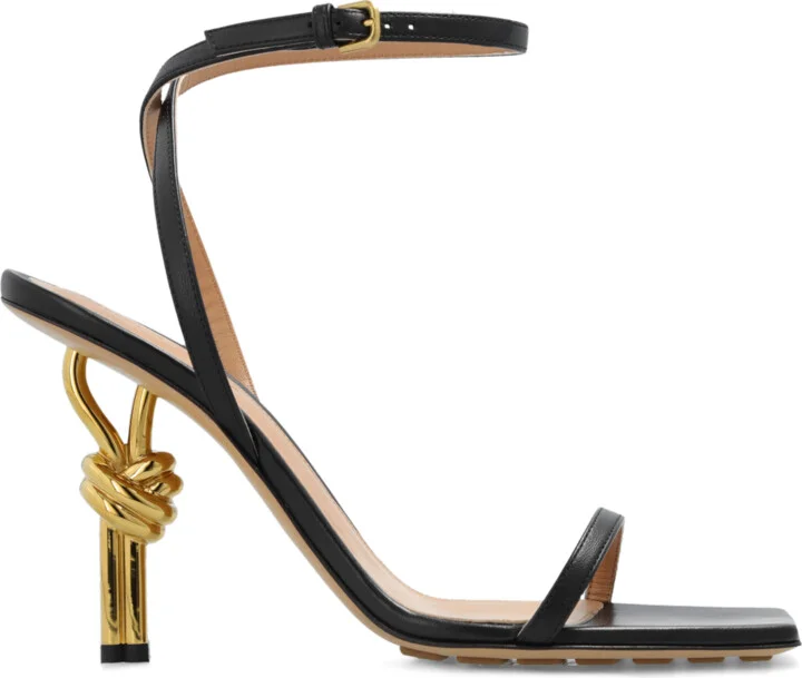 ‘Knot’ Heeled Sandals, , - Black