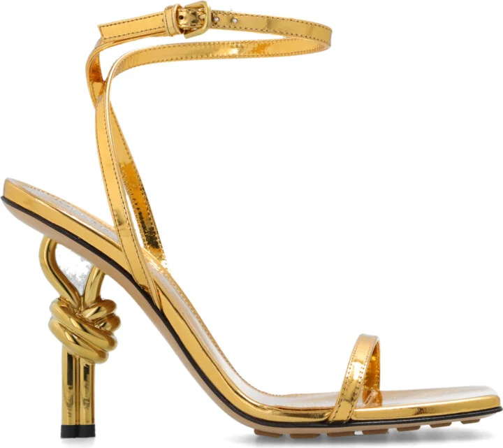 ‘Knot’ Heeled Sandals, , - Gold
