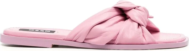 Knot-Strap Leather Sandals