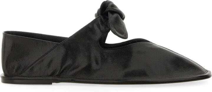 Knotted Black Lambskin Flats