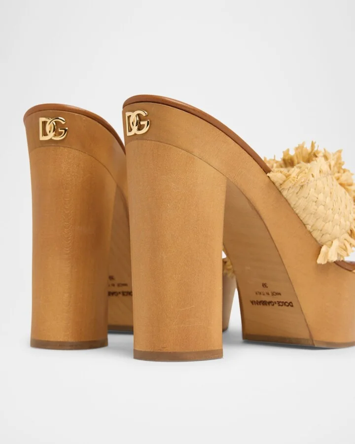 Knotted Crossover Raffia Platform Sandals - Image 3