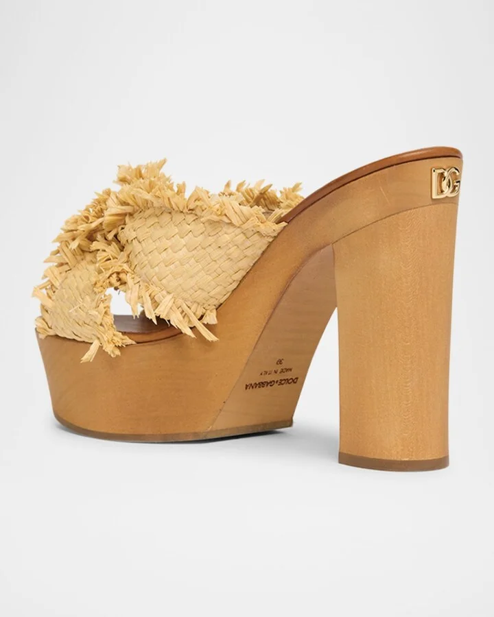 Knotted Crossover Raffia Platform Sandals - Image 5