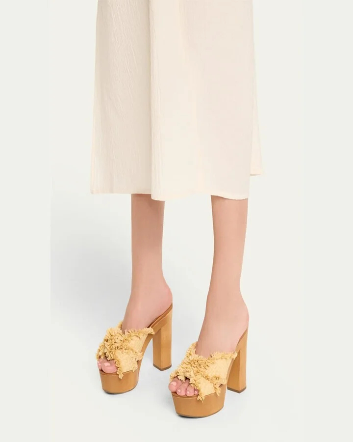 Knotted Crossover Raffia Platform Sandals - Image 7