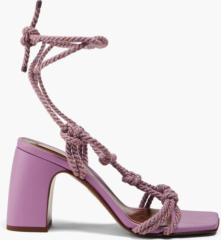 Knotted leather and cord sandals