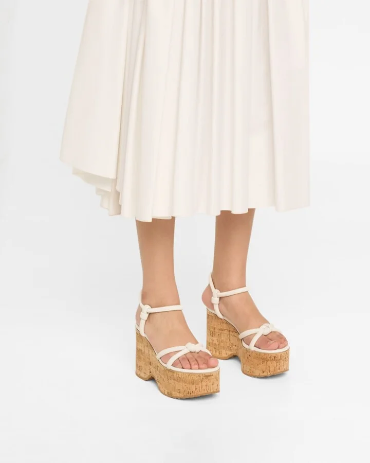 Knotted Leather Ankle-Strap Platform Sandals - Image 4