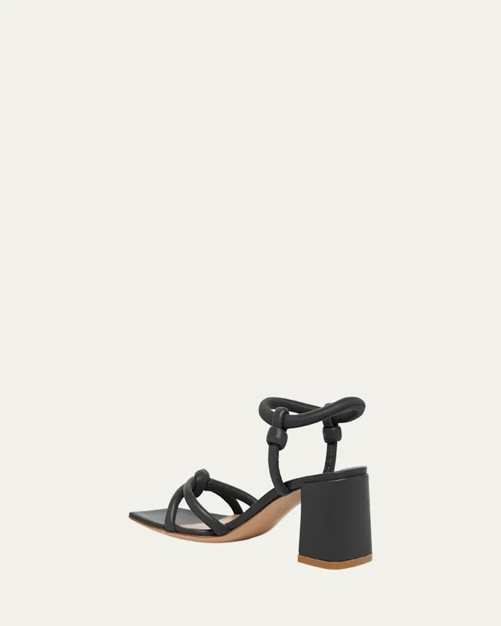 Knotted Leather Block-Heel Sandals - Image 2