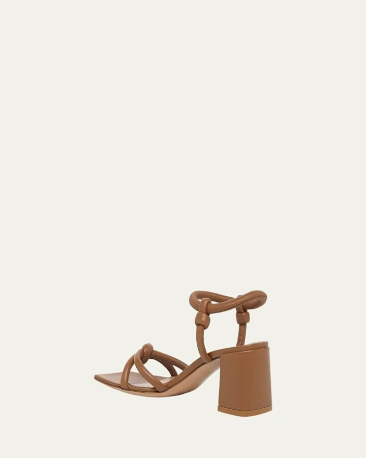 Knotted Leather Block-Heel Sandals - Image 3