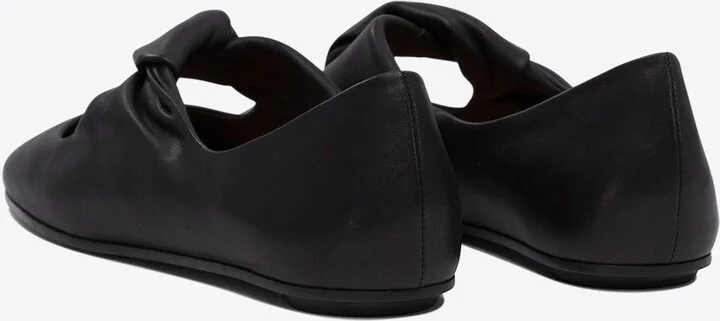 Knotted-Strap Leather Ballet Flats - Image 3