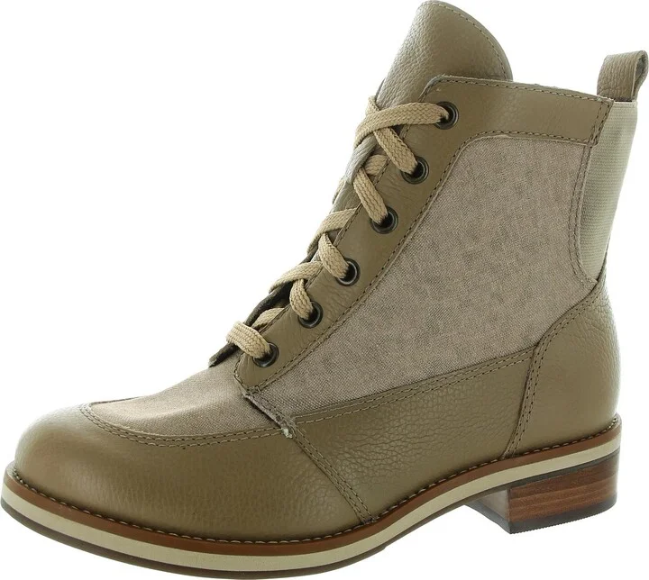 Knox Womens Zipper Leather Combat & Lace-Up Boots
