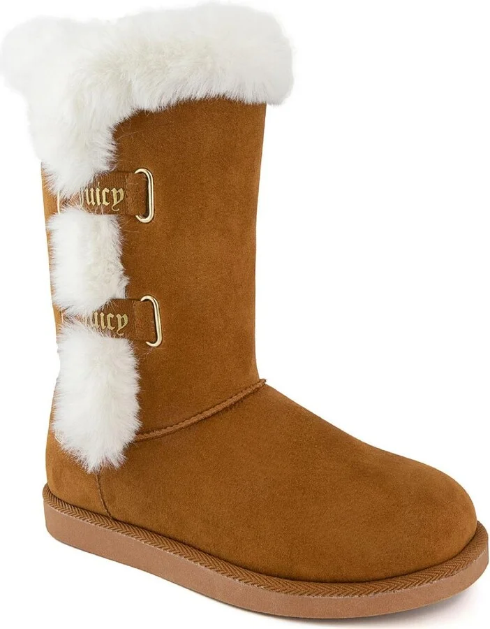 Koded Womens Faux Suede Slip On Winter & Snow Boots