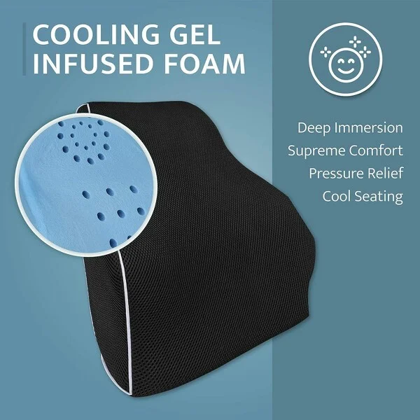 Kolbs Gel Memory Foam Seat Cushion and Lumbar Back Cushion Set | Gel Infused and Ventilated (2 Piece Set) - Image 4
