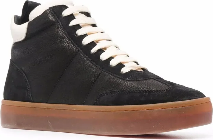 Kombined high-top leather sneakers - Image 2