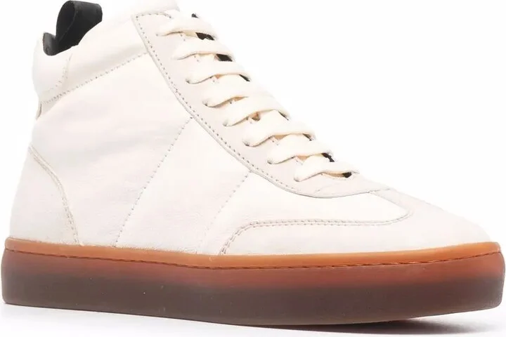 Kombined high-top leather sneakers - Image 2