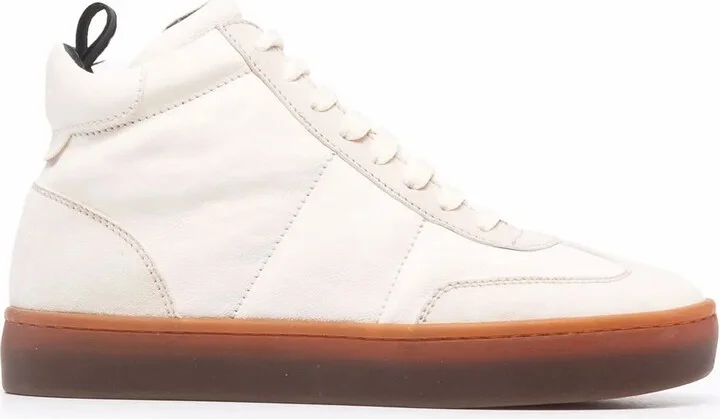 Kombined high-top leather sneakers