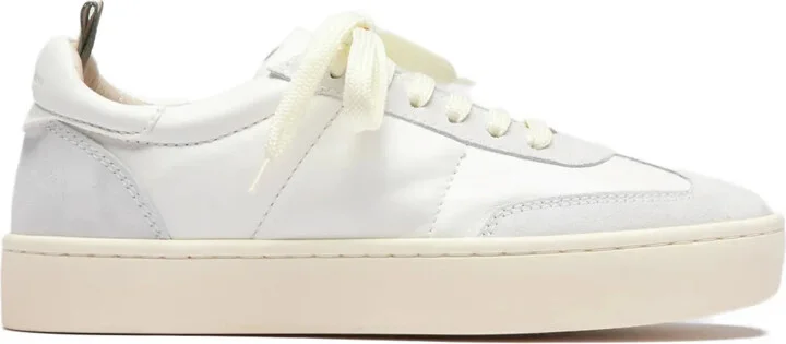 Kombined leather lace-up sneakers