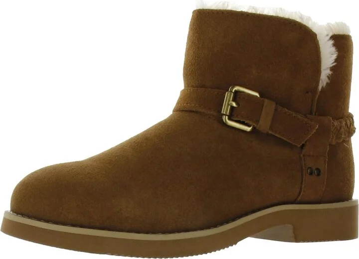 KORRI Womens Faux Suede Buckle Winter & Snow Boots