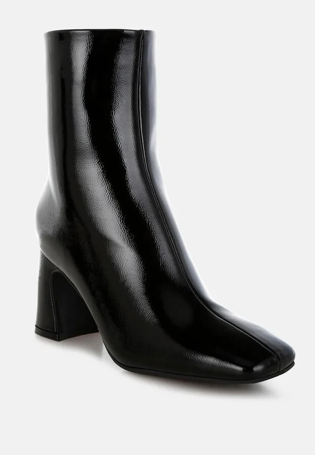 Kostaka Patent Square Toe Ankle Boots - Image 2