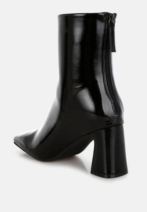Kostaka Patent Square Toe Ankle Boots - Image 3